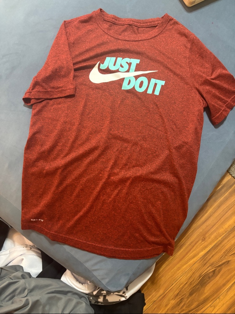 Nike Red Heather Tee with White and Light Blue Logo